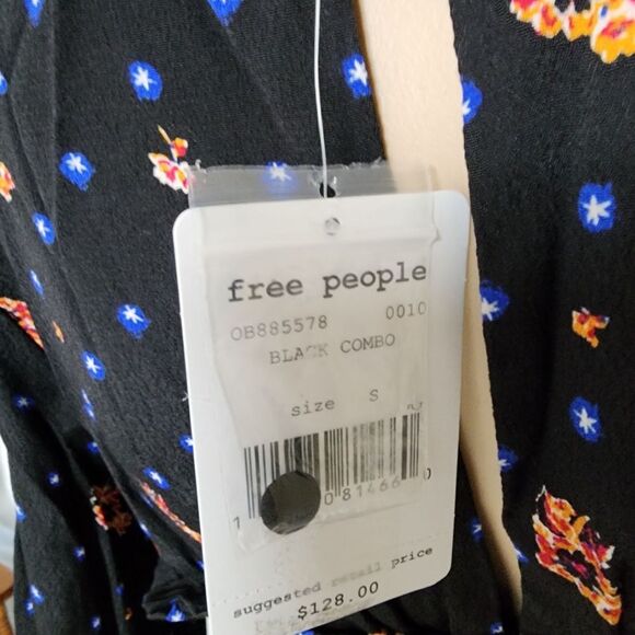 Free People Two Faces Long Sleeve Black Mini Dress Small NWT - Picture 11 of 11